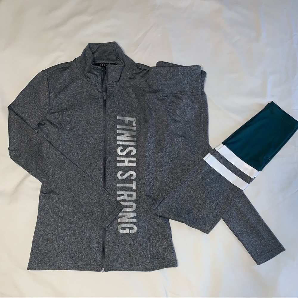 Small gray fitted jogging suit